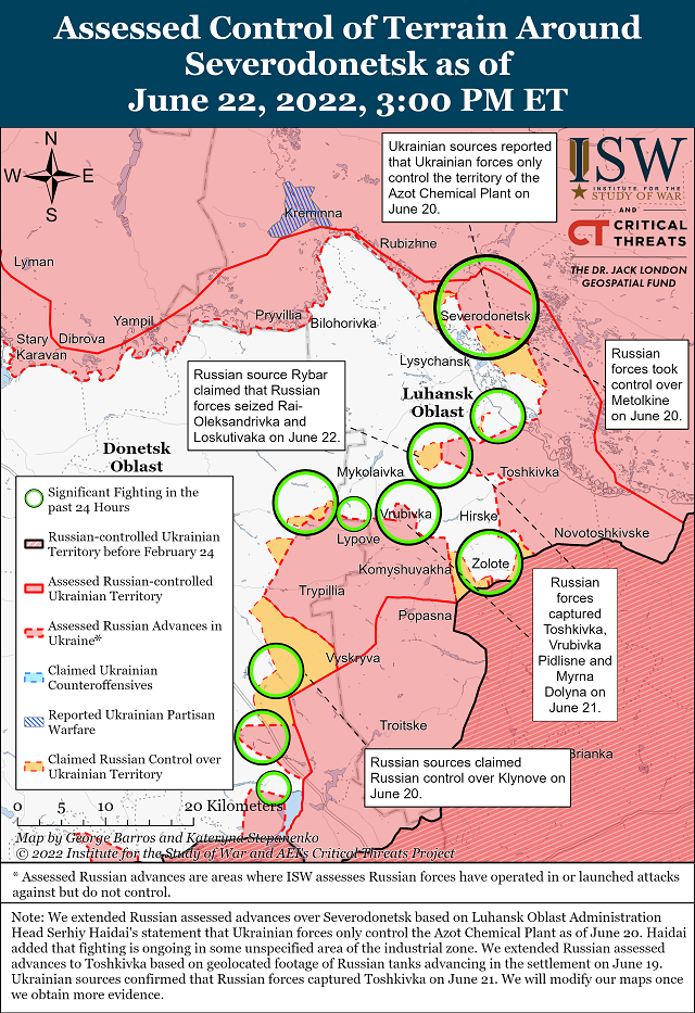 Институт изучения войны (США) публикует карты боевых действий на 23 июня