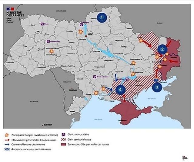 Оперативная обстановка в Украине по состоянию на 13 апреля от Министерства обороны Франции.