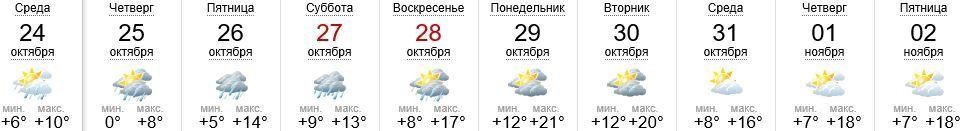 Погода в Ужгороде на 24.10-02.11.2018
