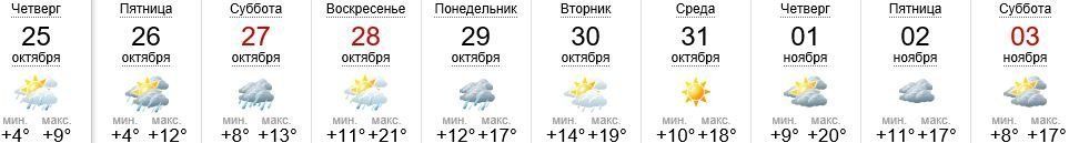 Погода в Ужгороде на 24.10-03.11.2018