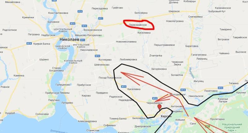 Российские войска продвигаются на Николаев , карта