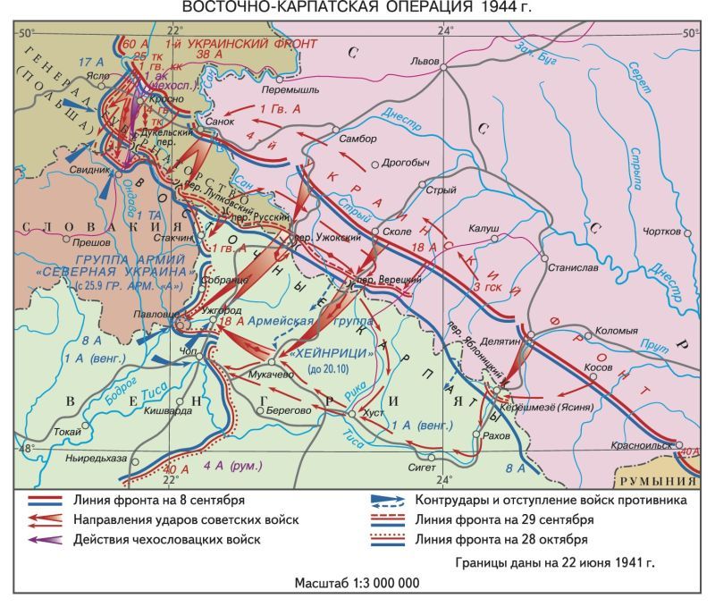 Восточно-Карпатская наступательная операция. Освобождение Закарпатье Словакия Подкарпатская Русь