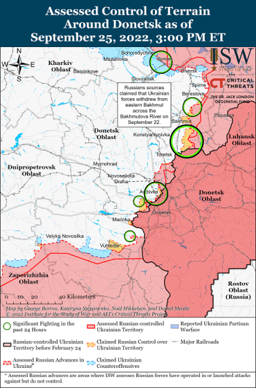 Карты боев в Украине на 26 сентября от ISW