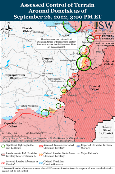 Карты боев в Украине на 27 сентября от ISW
