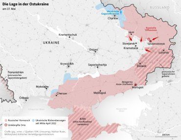 Карта боевых действий в Украине на 17 мая от Frankfurter Allgemeine Zeitung